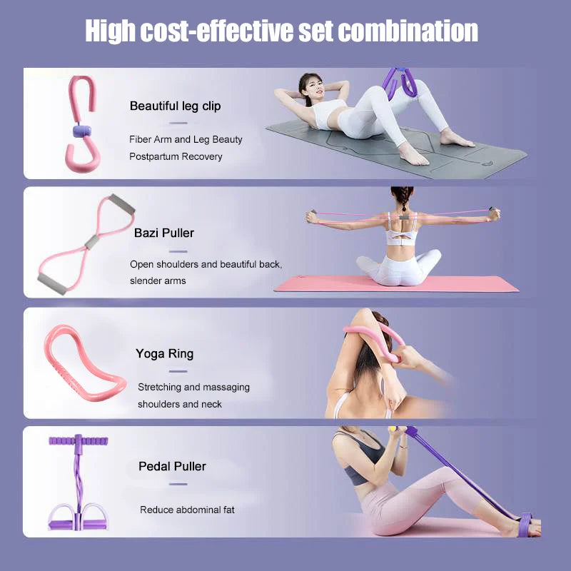 Kit Fitness Complet – Corde à Sauter, Anneau Yoga & Extenseurs