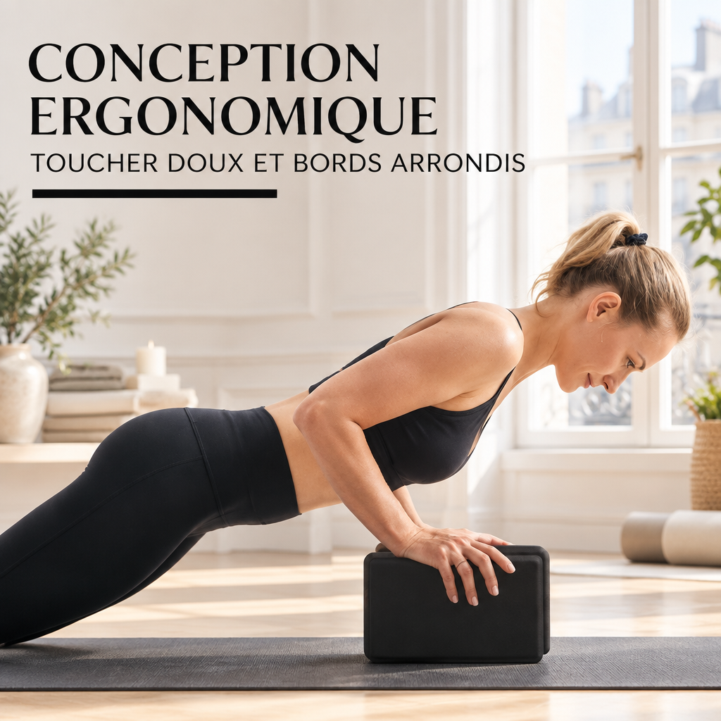 Bloc de yoga ergonomique – toucher doux et bords arrondis