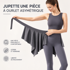 Jupe-short Pilates femme – détail du tissu et de la coupe asymétrique