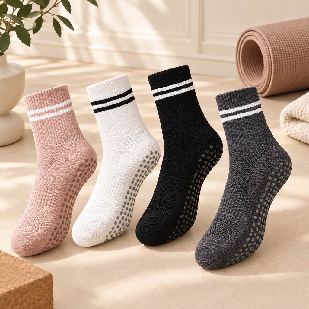 Chaussettes Pilates antidérapantes – quatre coloris