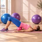 Mini ballon Pilates rose – exercice de pont