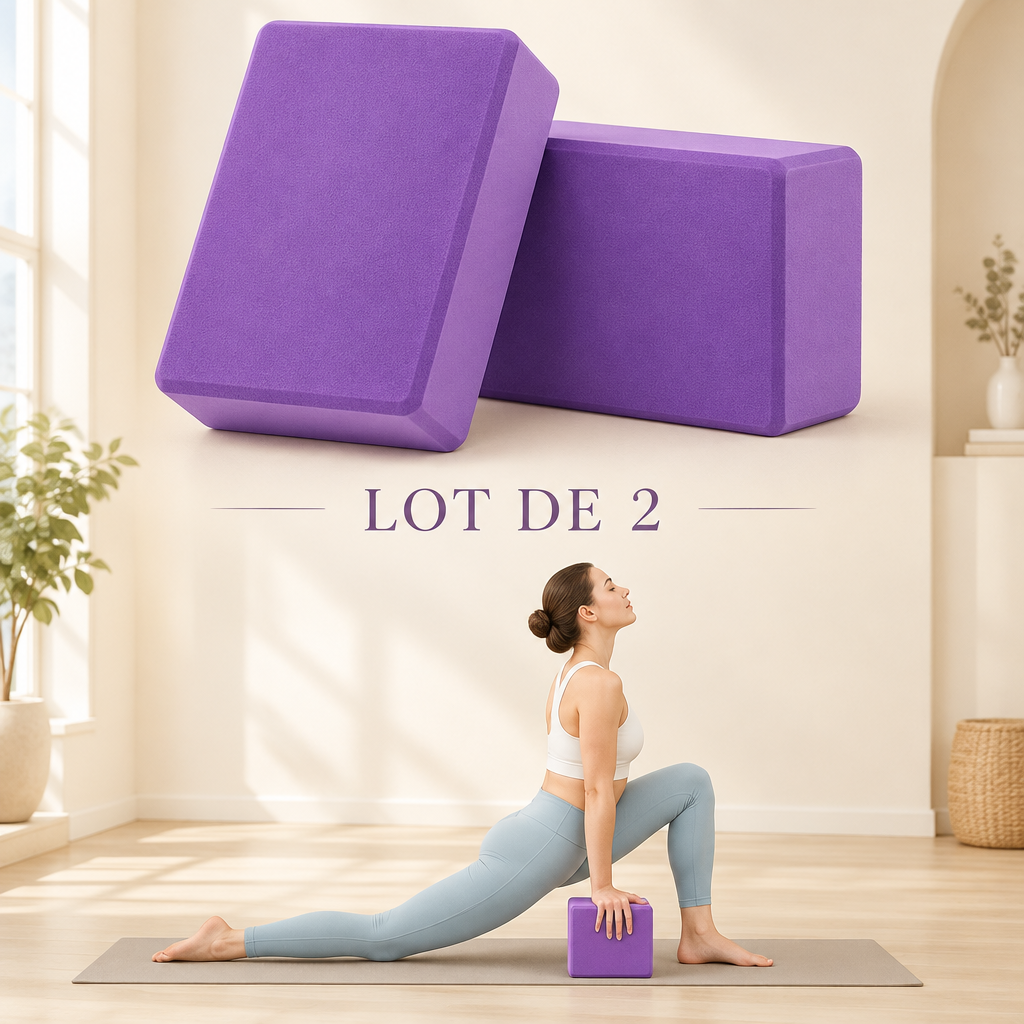 Lot de deux blocs de yoga violets