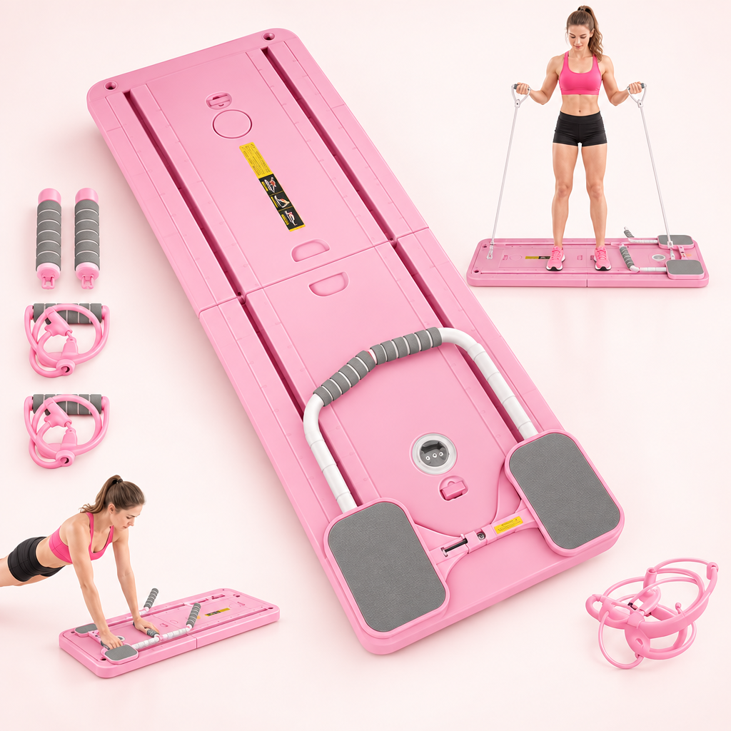 Planche Pilates rose – accessoires inclus et exemples d’exercices