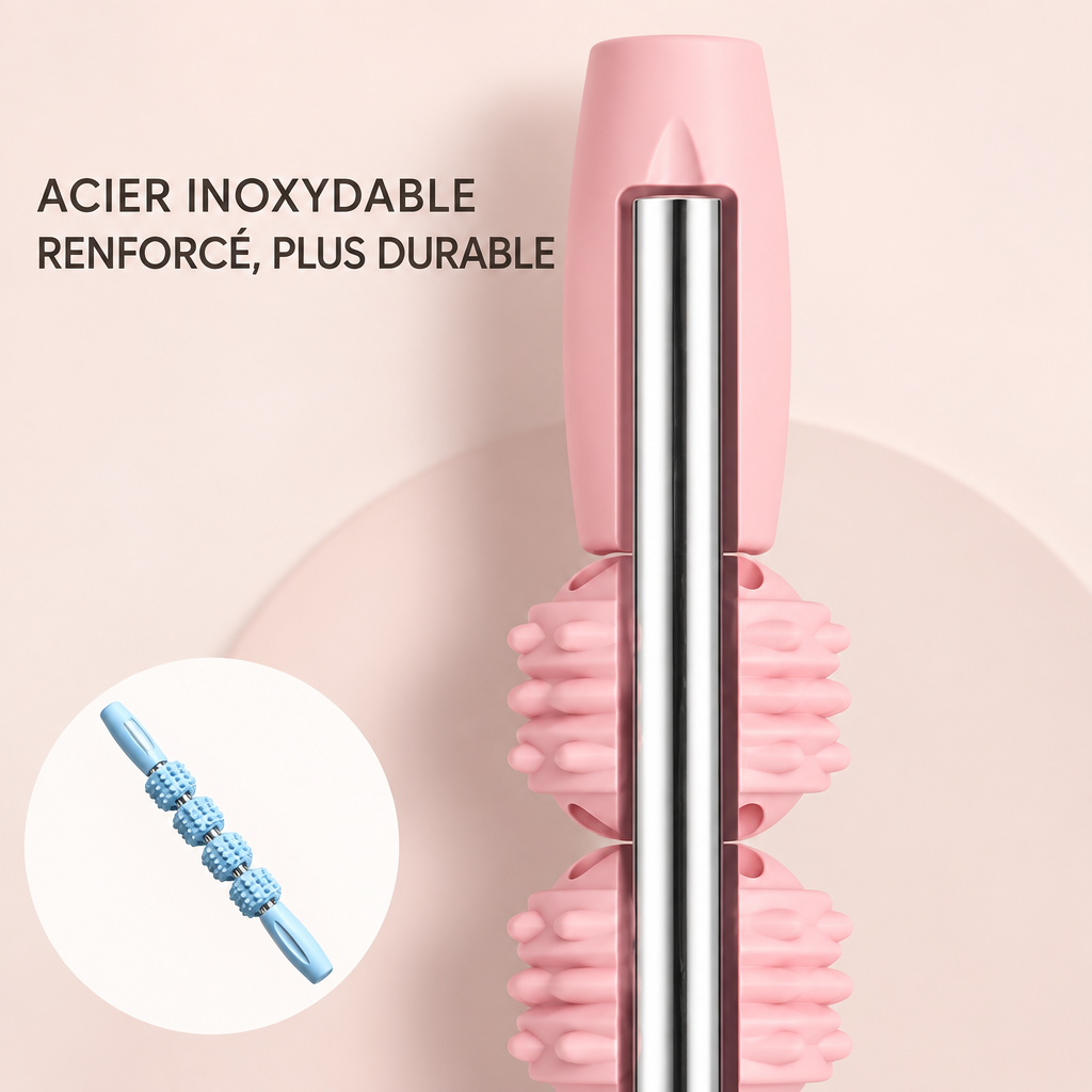 Rouleau de massage manuel – acier inoxydable renforcé