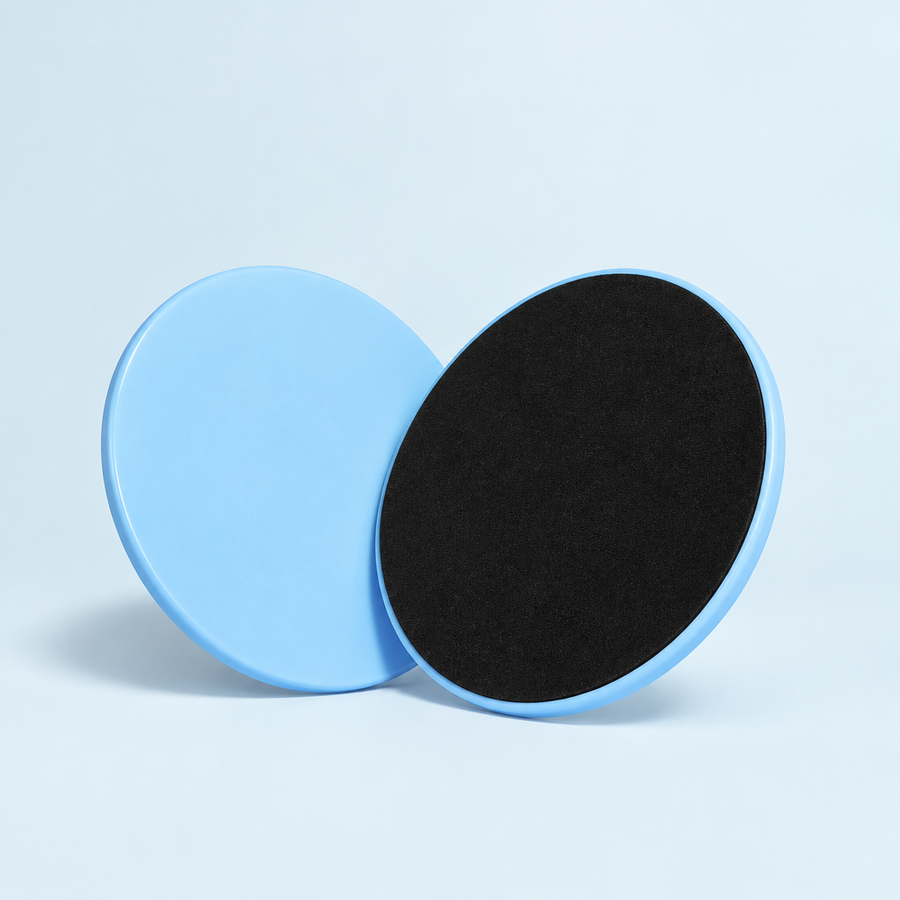 Sliders Pilates bleu clair et noir – disques de glisse